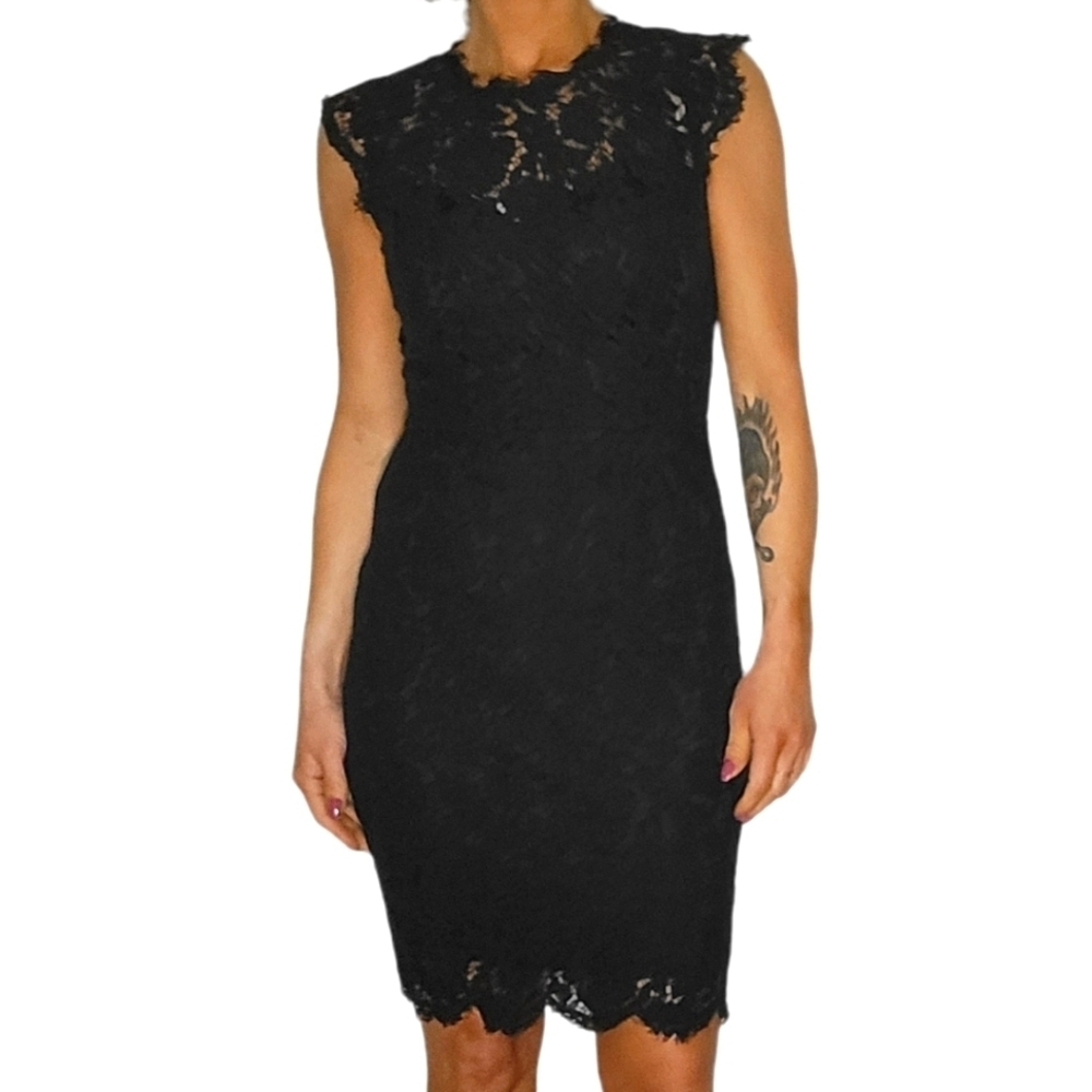 Miusol Lace Cotton Mix Midi Dress Size Medium Black